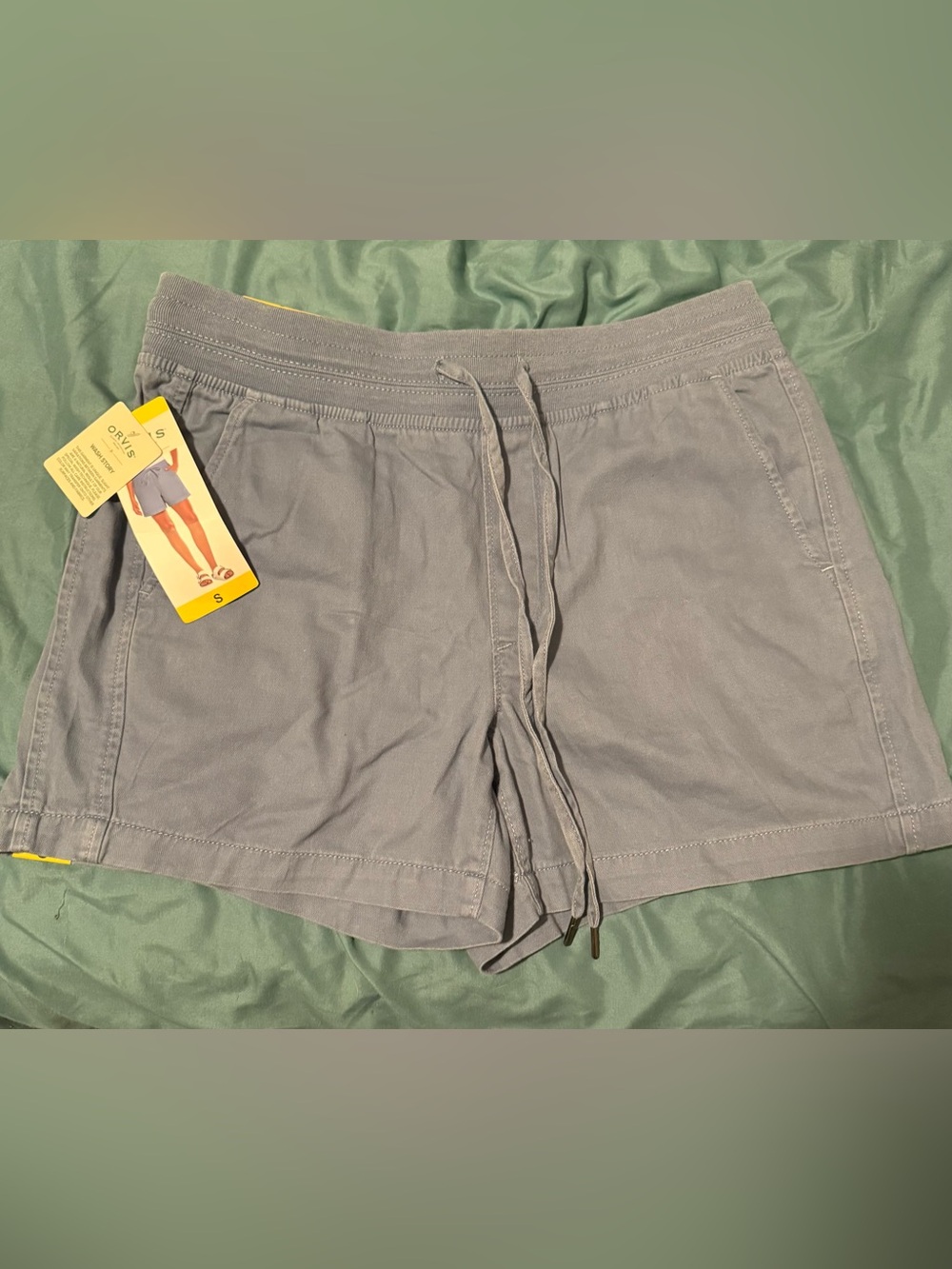 Orvis Gray Elastic Waist Cotton Shorts
